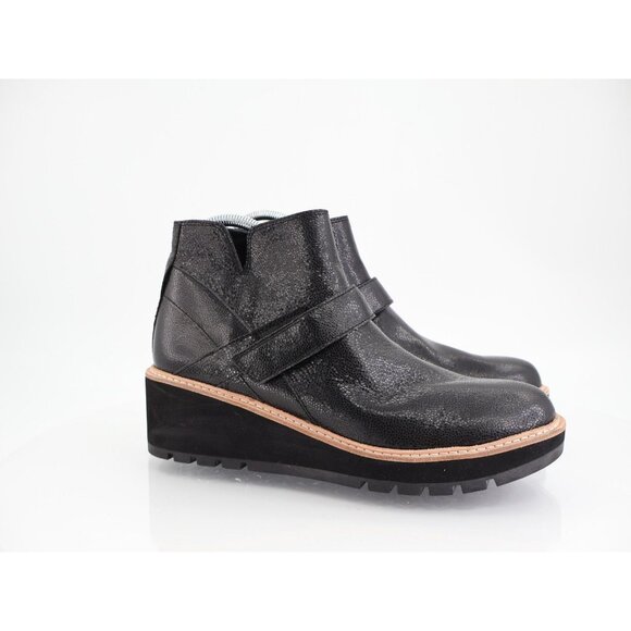 Eileen Fisher Women's Cargo Leather Wedge Booties Size 11 Black Zip Up - Picture 1 of 10